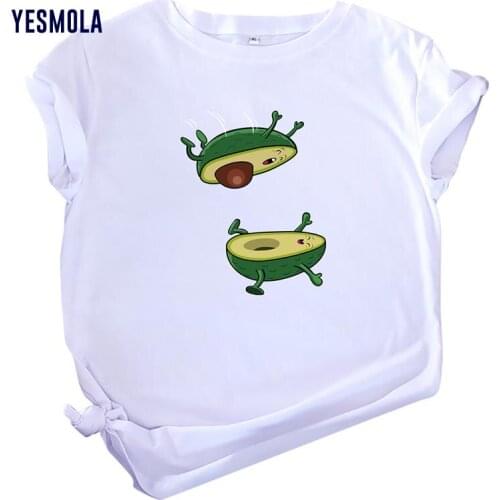 YESMOLA Womens T-shirt Funny Avocado Print Casual Tshirt Summer Cotton T Shirt O-neck Short Sleeve Men Plus Size S-5xl