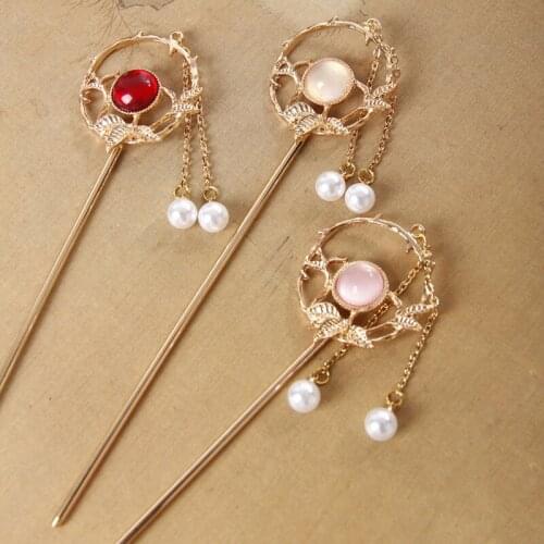 1PC Women Vintage Flower Chinese Style Tassels Metal Hair Sticks Hairpin Women Hanfu Hair Accessories Wedding Party Headwear