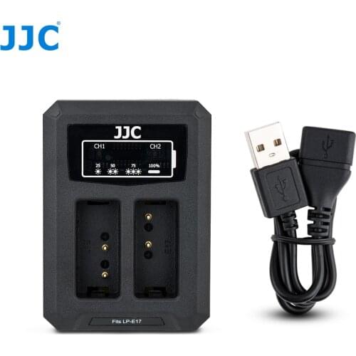 JJC USB Dual Battery Charger for Canon LP-E17 LPE17 on Canon EOS 850D M6 Mark II M6 M3 77D 800D 760D 750D Replace LC-E17C LC-E17