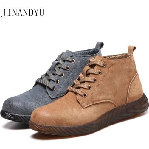 Womens Safety Shoes Big Size 46 Steel Boots Men Work Welding Wear-resist Oxford Shoes for Men Fashion Boots Mens Work Boots