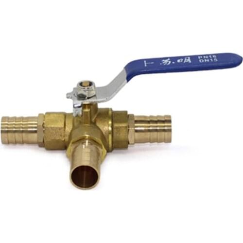 6mm 8mm 10mm 12mm 14mm 16mm 19mm Hose Barb Full Port L-Port Three Way Brass Ball Valve Connector For Water Oil Air Gas