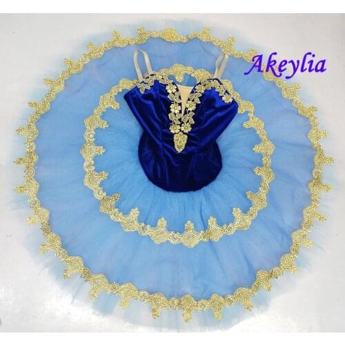 Blue professional ballet tutu Women performance concert competition ballerina ballet stage costume pancake tutus blue 19068