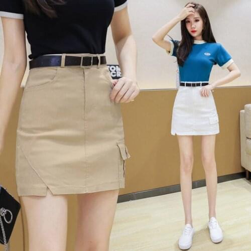 Woman Skirts Washed Denim Skirt Womens Spring 2021 Summer High Waist Skirt Mujer Faldas Saias Mulher