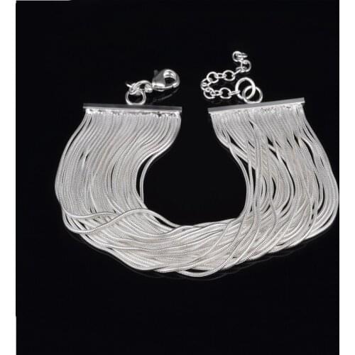 Charmhouse Pure Silver 925 Bracelets For Women Multi Lines Tassel Chain Bracelet & Bangles Pulseira Femme Wedding Bridal Gifts