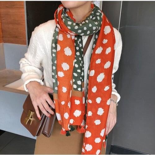 Winter Warm Women Scarf Polka Dot Wrap Cotton Shawl Travel Scarves Female Soft Large Viscose Blanket Pashmina Sjaal Muslim Hijab