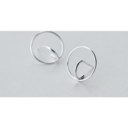 100% Real. 925 Sterling Silver jewelry Double Circle stud Earrings 20mm Wholesale GTLE1411