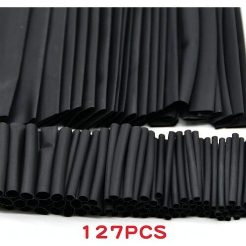 127 Pcs Black Heat Shrink Sleeving Tube Kit Electrical Connection Electrical Wire Wrap Cable Waterproof Shrinkage 2:1