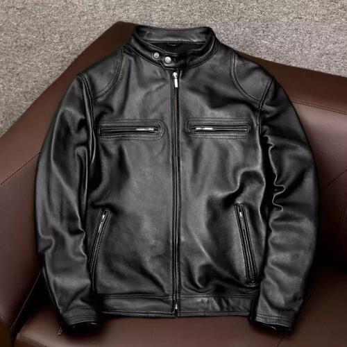 2021 Spring Autumn Classic Casual Style Plus Size Cowhide Jacket Men Slim 100% Genuine Leather Clothes Male Leather Coat A236
