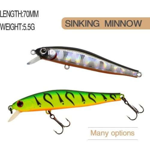 2021 New 70mm 5.5g Minnow Fishing Lure Sinking Japanese Profession Artificial Hard Bait Crankbait Saltwater Pesca Fish Tackle