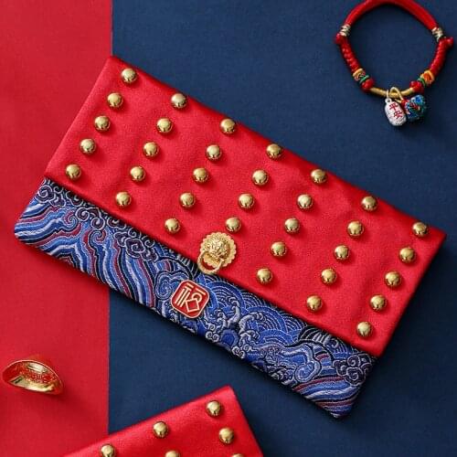 2021 Ten Thousand Yuan Red Envelope Bag Brocade Cloth Silk Embroidery Blessing Word China New Year Red Envelope Bag Chinese Gift