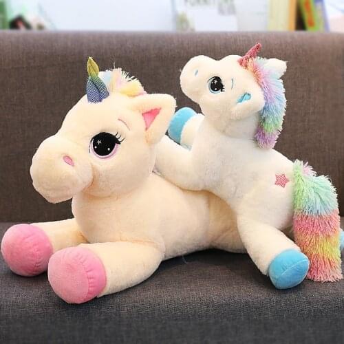 40cm 60cm 80cm Rainbow Unicorn Plush Toys Kids Stuffed Dolls Soft Cartoon Animal Pillow Children Christmas Birthday Gifts