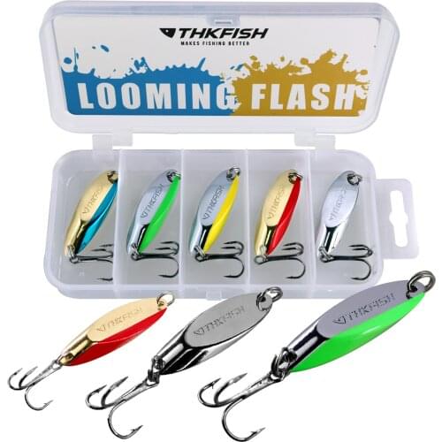 5pcs/box 7g 10g 14g 21g Metal Spoon Fishing Lures Arttificial Hard Bait With Treble Hooks For Freshwater Trout Bass