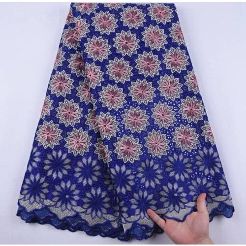 Latest African Lace Embroidered Swiss Voile Lace In Switzerland 2020 High Quality Dry Cotton Lace Fabric For Dress 5 Yards S1900