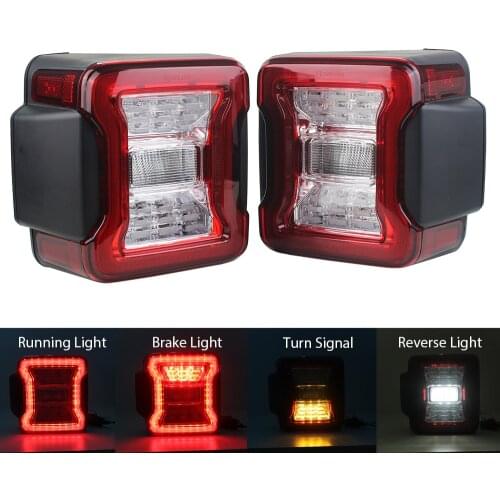 Car LED Tail Light DRL Brake Reverse Turn Signal Rear Assembly Lamp Smoke Red For Jeep Wrangler JK 2007-2017