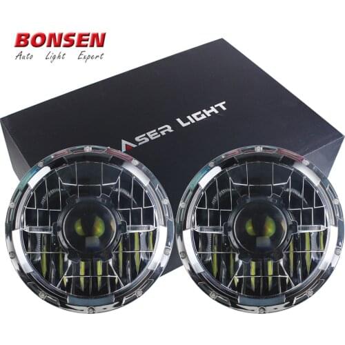 Bonsen Motorcycle 7" Round Led laser Headlight 7 inch Laser Headlamp with DRL Fit for Wrangler SUV ATU UTV