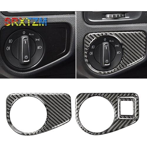 For VW Golf 7 GTI MK7 2013-2017 Car Interior Front Headlight Switch Cover Trim Carbon Fiber Sticker Decal Styling