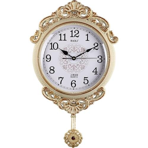 European Retro Pendulum Clock Wall Creative Living Room Gold Silver Clock Wall American Modern Creative Quartz Home Decor AA50ZB