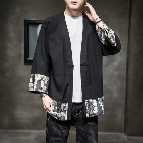Chinese Style Linen Kung Fu Clothes Kimono Cardigan Men Traditional Yukata Japanese Samurai Clothing Casual Asian Clothes 30298