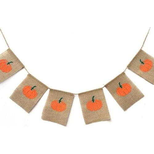 Linen Pumpkin Flags Cartoon Banner Fall Wedding Birthday Banner Outdoor Autumn Decoration Halloween Party Supplies 200Cm