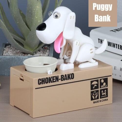 Little Dog Puggy Bank Battery Powered Robotic Coin Munching Toy Money Box Saving Money Coin Bank for Kids CLH@8
