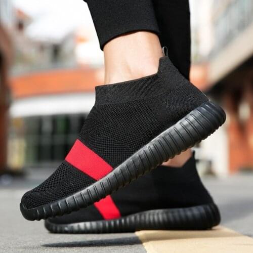 Fashion Sneakers For Women Trainers Vulcanized Shoes Mesh Basket Femme White Sock Sneakers Flat Shoes Knitted Zapatillas Mujer