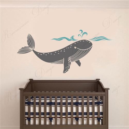 Cartoon Animal Whale Wall Sticker Vinyl Ocean Nautical Home Decor Orca Wall Decals Kids Baby Room Nursery Decoration Mural 4265