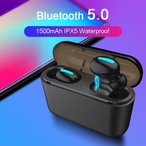 M&J TWS Earphones Bluetooth 5.0 Headphone Mini Invisible 3D HiFi Stereo Wireless Sport Headset With Mic Power Bank Charging Box