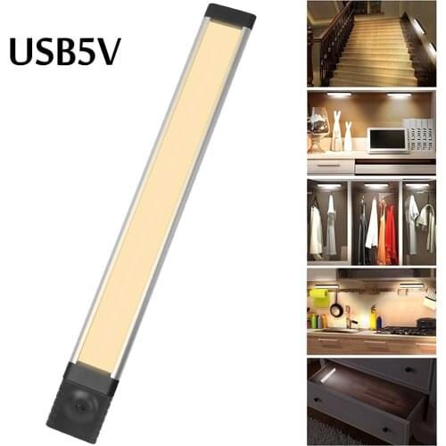 Motion Sensor Night Light Portable Closet Wall Lamp USB 5W Kitchen Bar Under Cabinet Stairs Lighting with Magnetic Strip DC 12V