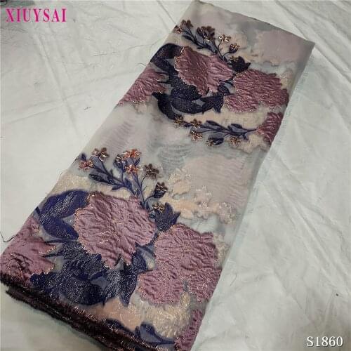 Latest Brocade Lace Fabric African Embroidery Lace 2021 Popular Style French Mesh Lace Fabric For Nigerian Wedding Party S1860