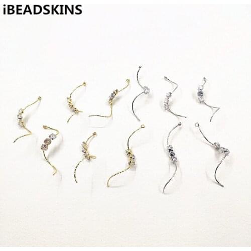 New arrival! 38x4mm 30pcs plating Real gold True Zircon Twisted charm for Necklace,Earrings parts,hand Made Jewelry DIY