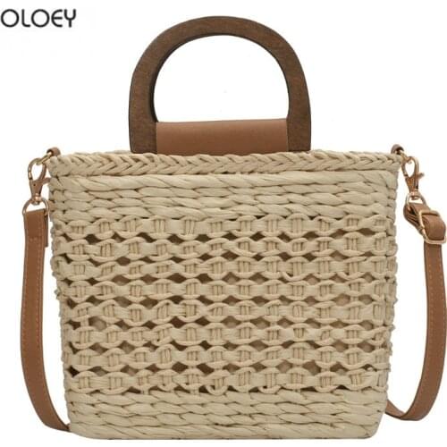 OLOEY Summer womens large-capacity handbags straw woven bags woven bags single shoulder bags beach bags