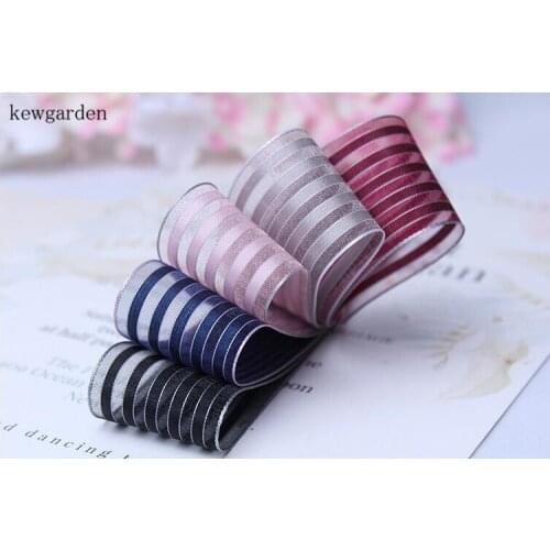 Kewgarden Wholesale 38mm 25mm 1" Stripe Yarn Ribbons Handmade Tape DIY Bowknot Accessories Ribbed Packaging Ribbon 100yards /lot