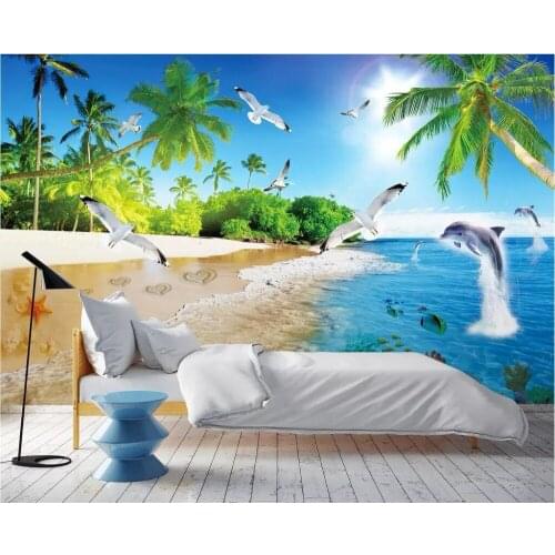 CJSIR Custom Wallpaper HD Beautiful 3D Seascape Island TV Background Wall Home Decoration Background Wall Mural 3d Wallpaper