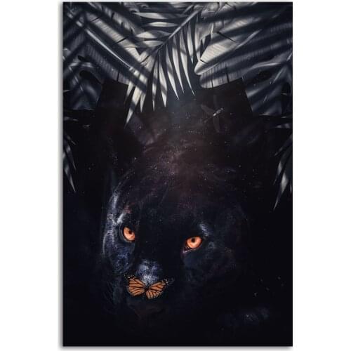 Canvas Poster Panther Orange Butterfly Wall Art Painting Posters and Prints Nordic Wall Pictures for Home Decor No Frame