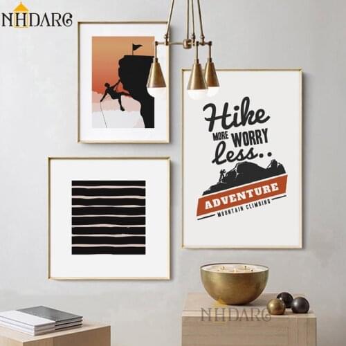 Posters and Prints Canvas Art Painting Vintage Motivational Mountain Climbing Wall Pictures for Living Room A Home Decor
