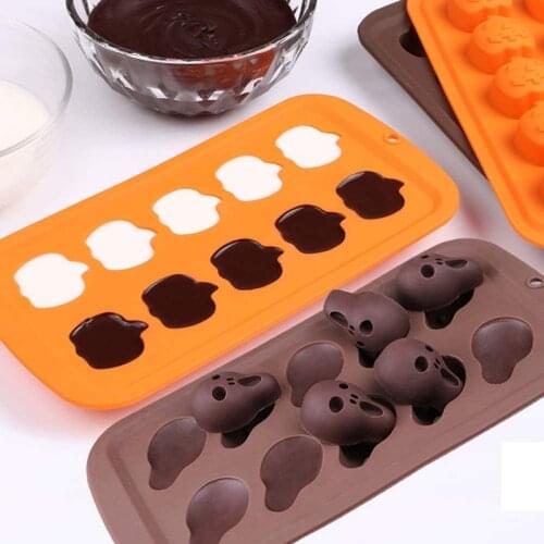 10 Grid Silicone Chocolate Candy Mold Cute Witch Bat Cake Fondant Bakeware Kitchen Pudding Jelly Moulds Pastry Baking Tools