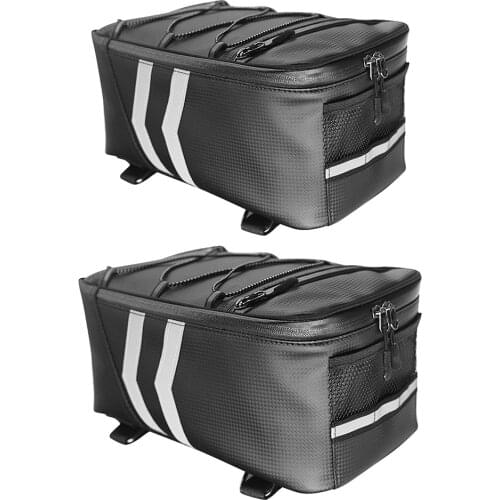 Bike Backseat Trunk Storage Bag Large Capacity PU Leather Waterproof Zipper Scooter Rear Rack Bags Cycling Equipment