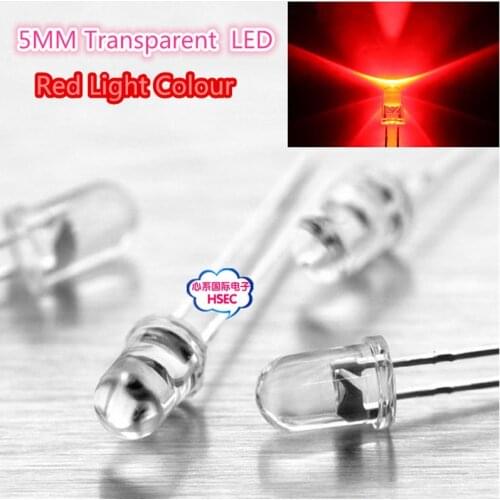 Free shipping 1000pcs 5MM Red LED light emitting diode Transparent Rount LED/ F5mm Red light LED Bule White Yellow Green