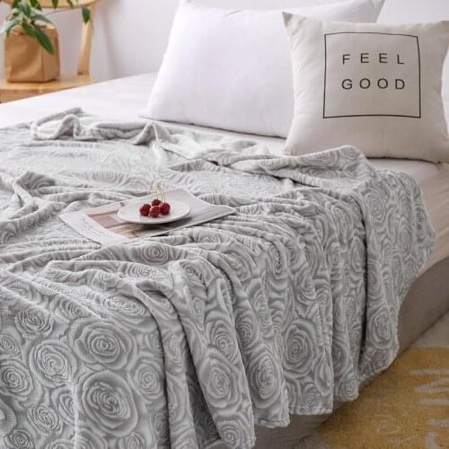 TONGDI Warm Soft Raschel Blanket Elegant Rose Stereoscopic Plush Flannel Fleece Luxury Decor For Cover Sofa Bed Bedspread Winter