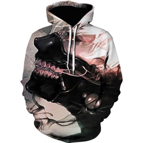 Tokyo Ghoul 3D Print Hoodies Men Ken Kaneki Pattern Sweatshirts Popular Japan Anime Long Sleeve Male Clothes Autumn Trendy Tops