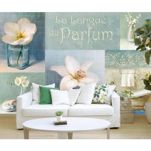 Home Decoration 3d landscape wallpaper Lily blue Mediterranean seashells sea wallpaper custom wall mural