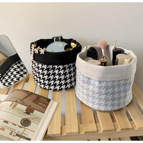 Vintage Printing Storage Bag Durable Concise Make Up Stuff Organizer Basket Barrel Organization Home Office Dorm Table Decor