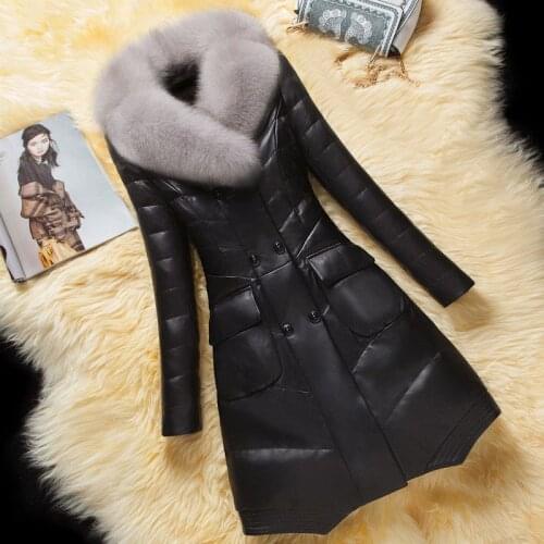 High Quality Haining Leather Jacket Women Winter Coats Plus Size 4XL Fashion Fur Long PU Jacket female Parks Clothes cotton Coat
