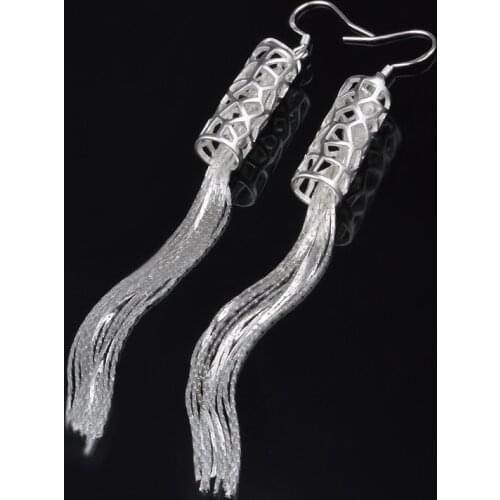 New Fashion 925 Sterling Silver Earrings Tassel Long Earrings Woman Wedding Wedding Charm Jewelry Gift
