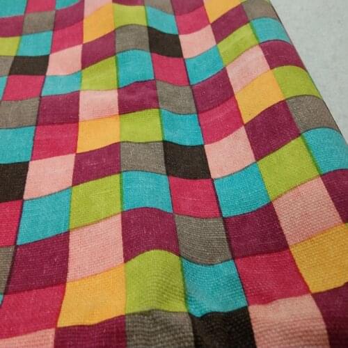 100% Cotton viaPhil Tough & Thick Rainbow Color Square Printed Cotton Canvas Fabric Animal Fabric Party Home Decor