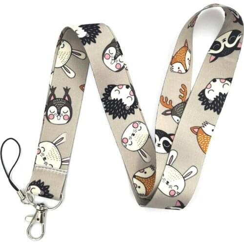 30pcs Cartoon animals Lanyard for Keys Phone Cool Neck Strap Lanyard for Camera Whistle ID Badge Cute webbings ribbons Gifts