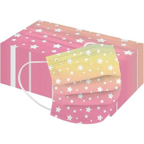 50pcs Cosplay Disposable Mask Kids Star Printed 3ply Filters Ear Loop Children Mouth Masks Halloween Costume Mascarillas