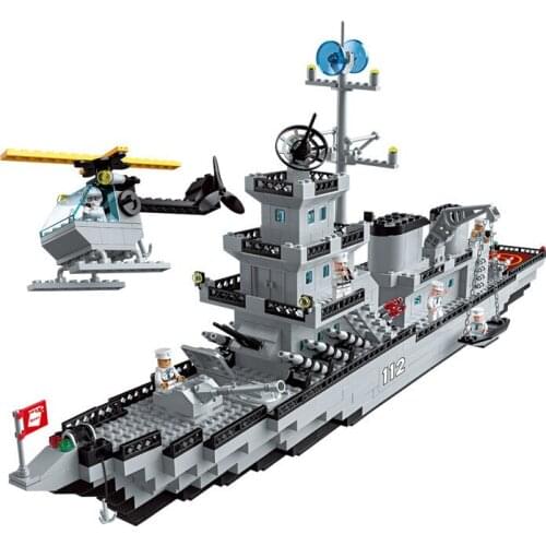 910Pcs Assembled Building Blocks 112 Cruiser Aircraft Carrier Boy Military Assembly Model Assembling Toy Gifts