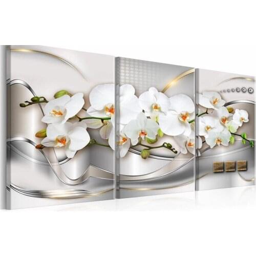 Diamond Embroidery fantasy Orchids,floral Diamond painting Full square round mosaic rhinestone picture triptych Decor home gift