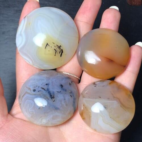 Natural Madagascar agate carving disc can be used as a gift for home massage